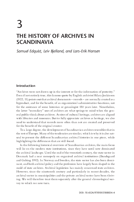 (PDF) The history of archives in Scandinavia