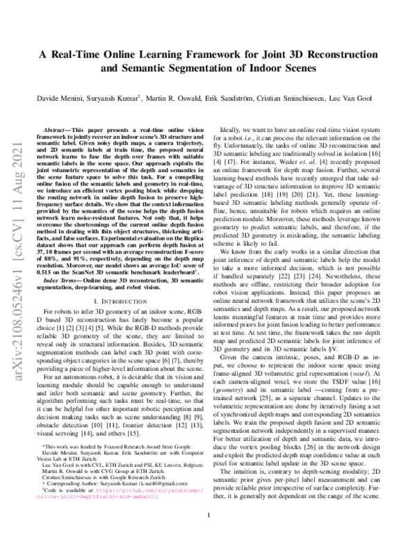 (PDF) A Real-Time Online Learning Framework for Joint 3D Reconstruction ...