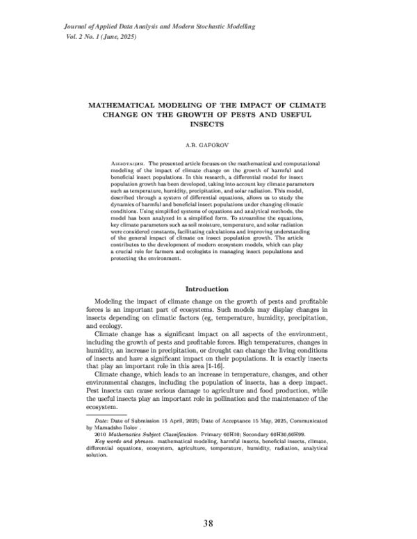 (PDF) MATHEMATICAL MODELING OF THE IMPACT OF CLIMATE CHANGE ON THE ...