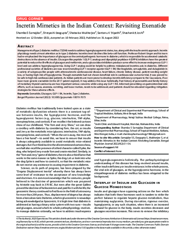 Visual Reference: Pdf Incretin Mimetics In The Indian Context Revisiting Exenatide
