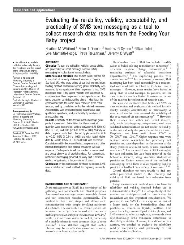 (PDF) Evaluating the reliability, validity, acceptability, and ...
