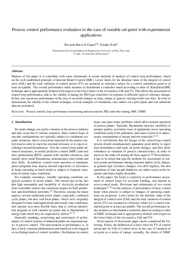 (PDF) Process control performance evaluation in the case of variable ...