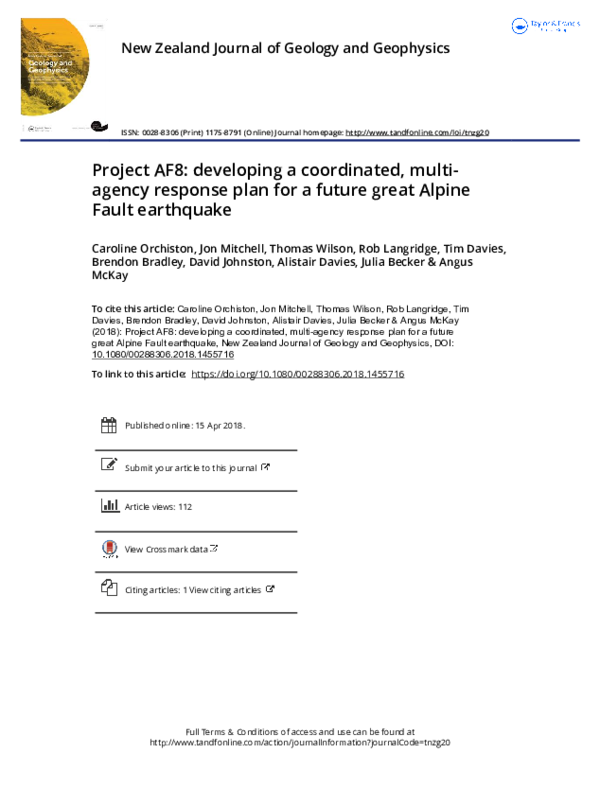 (PDF) Project AF8: developing a coordinated, multi-agency response plan ...