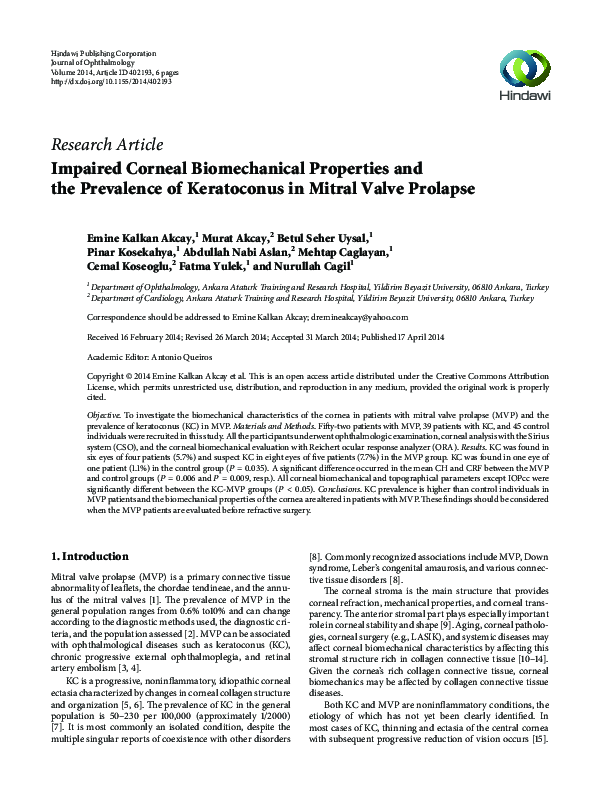 (PDF) Impaired Corneal Biomechanical Properties and the Prevalence of ...
