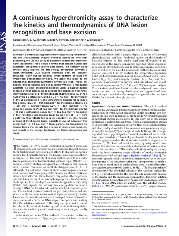 (PDF) A continuous hyperchromicity assay to characterize the kinetics ...