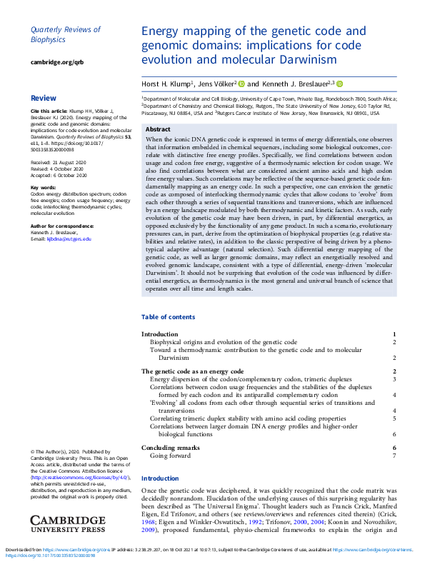 (PDF) Energy mapping of the genetic code and genomic domains ...