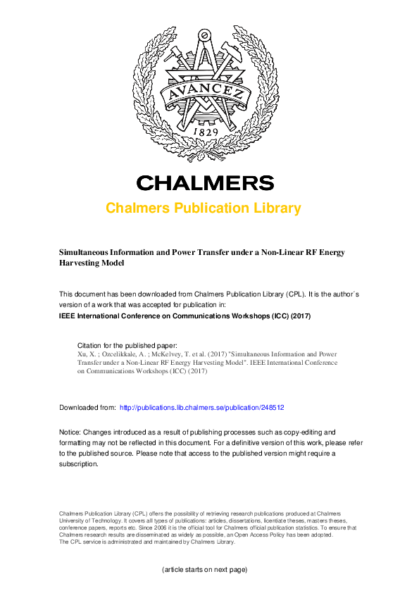 (PDF) Simultaneous information and power transfer under a non-linear RF ...