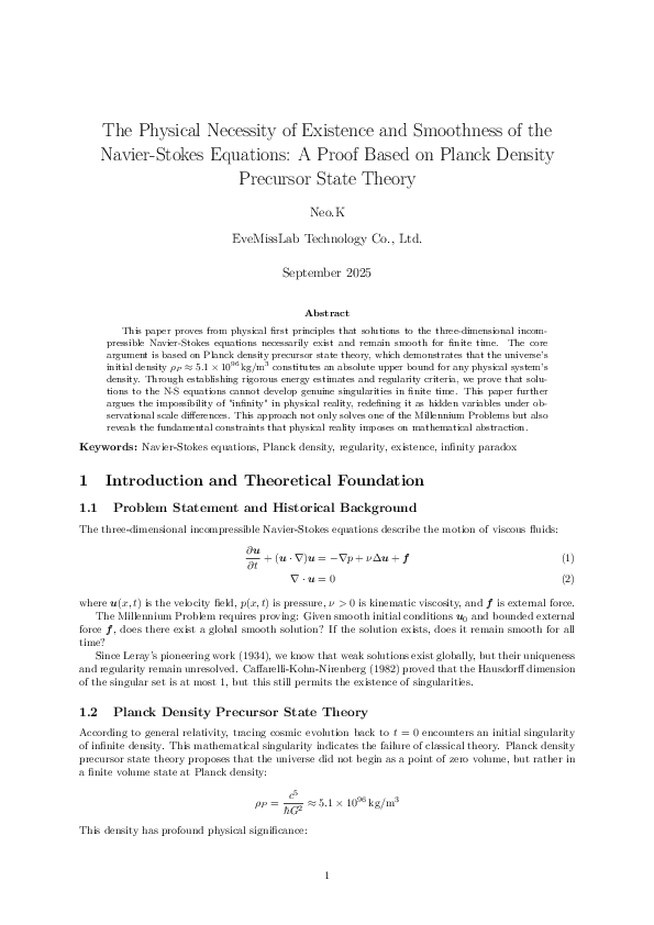 (PDF) The Physical Necessity of Existence and Smoothness of the Navier ...