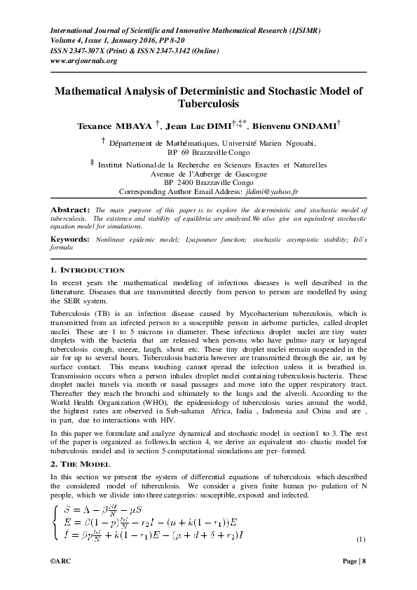 (PDF) Mathematical Analysis of Deterministic and Stochastic Model of ...