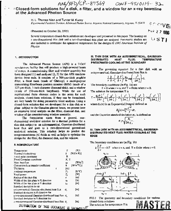 (PDF) Closed-form solutions for a disk, a filter, and a window for an x ...