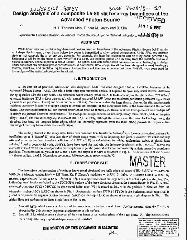 (PDF) Design analysis of a composite L5-80 slit for x-ray beamlines at ...
