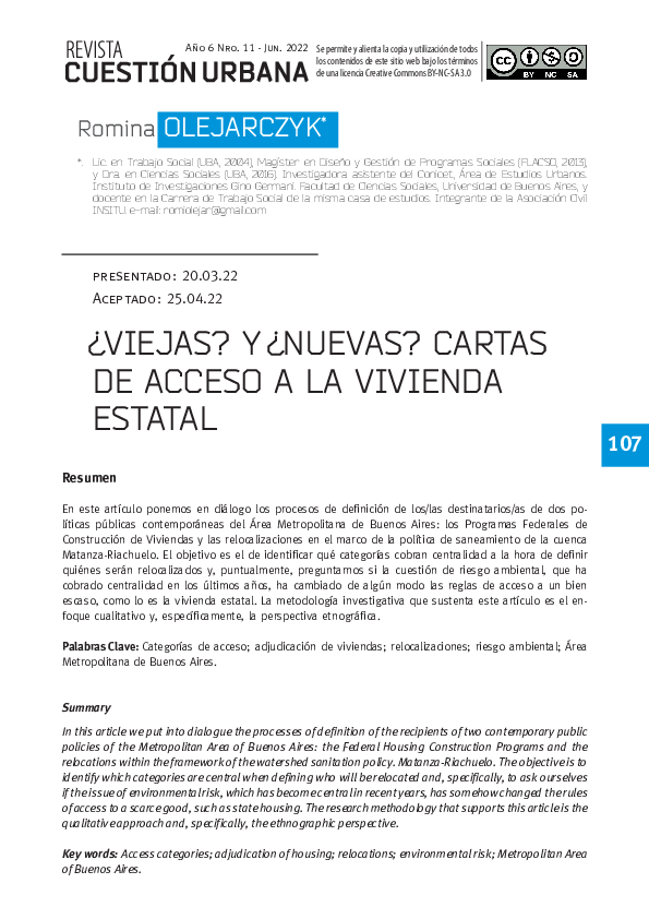 (PDF) ¿Viejas? Y ¿Nuevas? cartas de acceso a la vivienda estatal