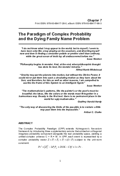 (PDF) The Paradigm of Complex Probability and the Dying Family Name Problem