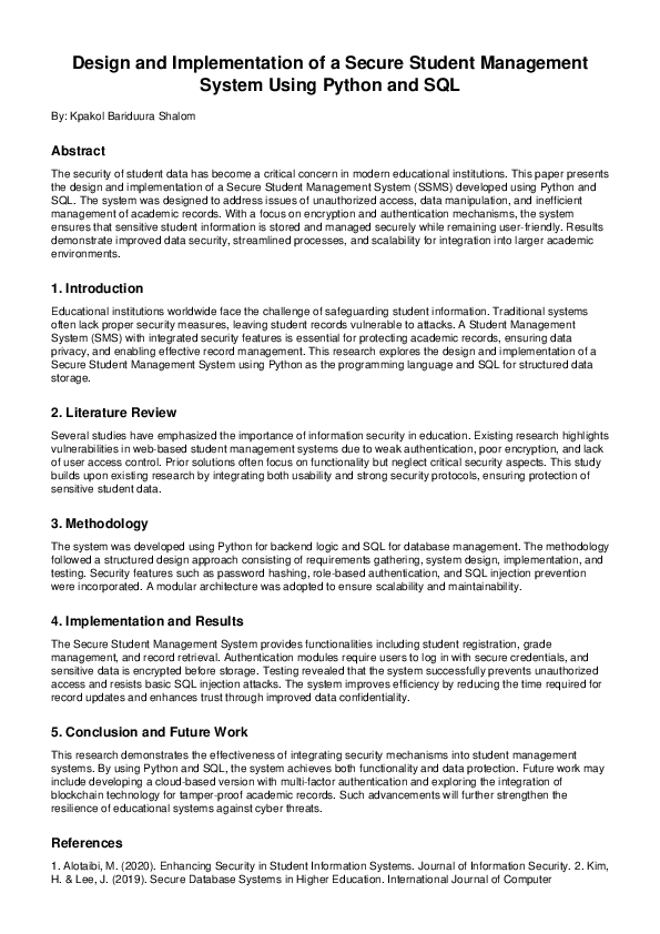 (PDF) Design and Implementation of a Secure Student Management System ...