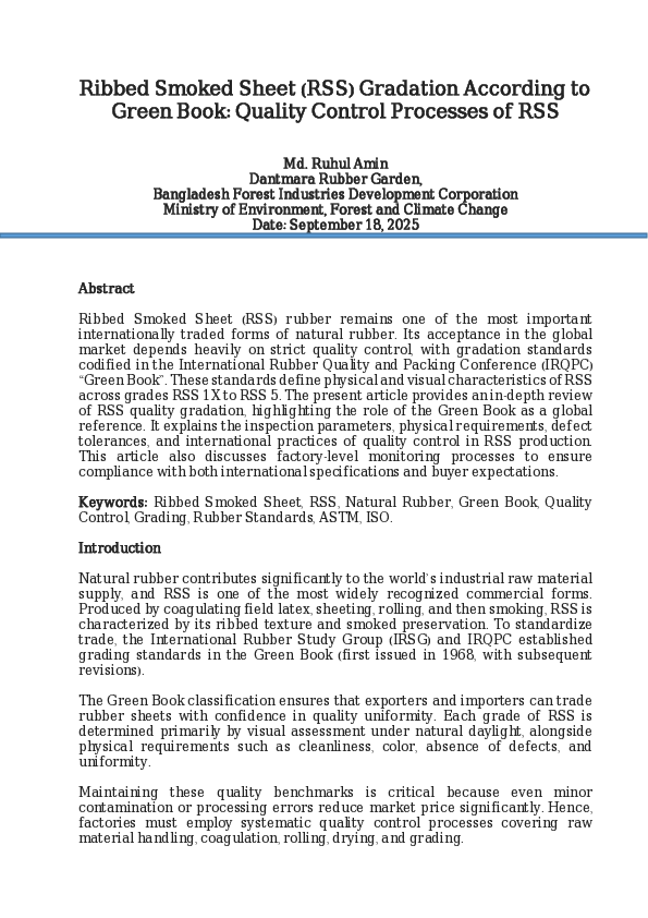 (PDF) Ribbed Smoked Sheet (RSS) Gradation According to Green Book ...