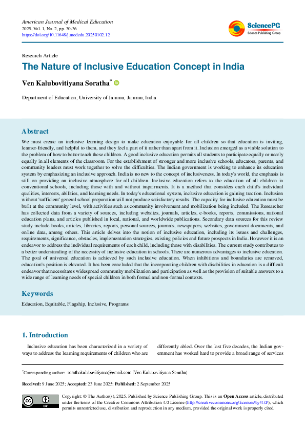 (PDF) The Nature of Inclusive Education Concept in India