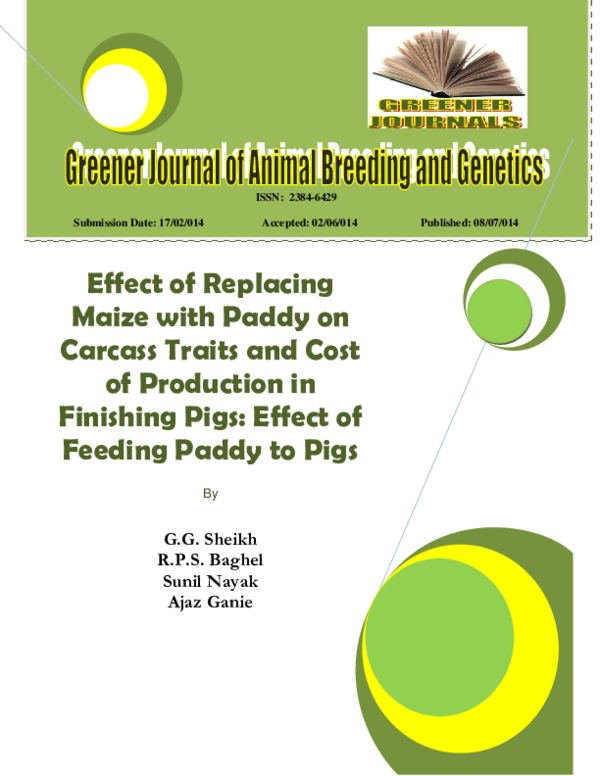 (PDF) Effect of Replacing Maize with Paddy on Carcass Traits and Cost ...