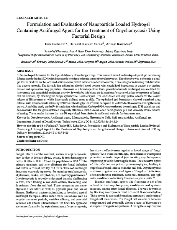 (PDF) Formulation and Evaluation of Nanoparticle Loaded Hydrogel ...