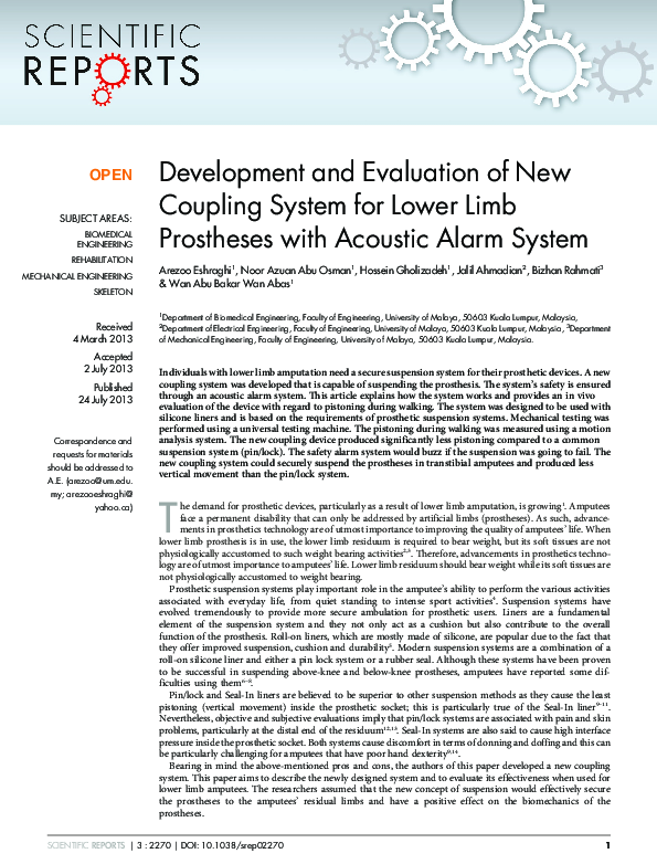 (PDF) Development and Evaluation of New Coupling System for Lower Limb ...