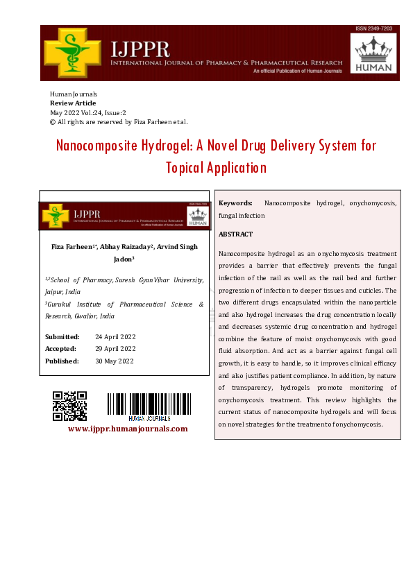 (PDF) Nanocomposite Hydrogel: A Novel Drug Delivery System for Topical ...