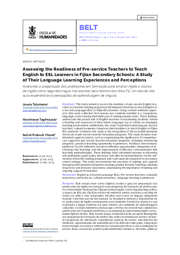 (PDF) Assessing the Readiness of Pre-service Teachers to Teach English ...