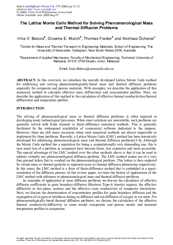 (PDF) The Lattice Monte Carlo Method for Solving Phenomenological Mass ...