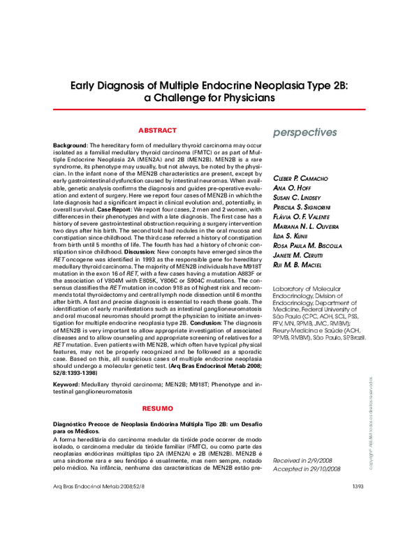 (PDF) Early diagnosis of multiple endocrine neoplasia type 2B: a ...