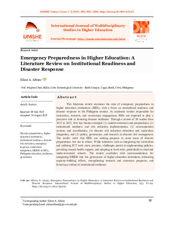 (PDF) International Journal of Multidisciplinary Studies in Higher ...