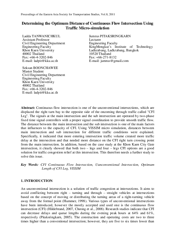(PDF) Determining the Optimum Distance of Continuous Flow Intersection ...
