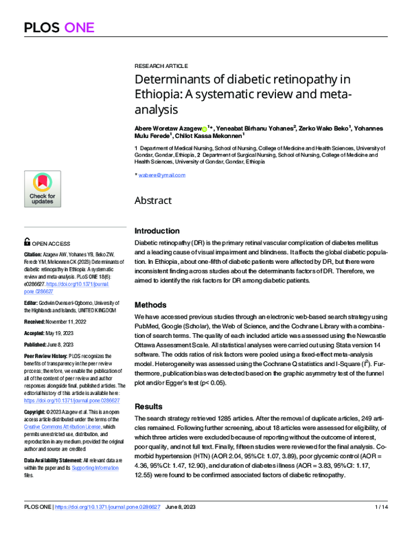 (PDF) Determinants of diabetic retinopathy in Ethiopia: A systematic ...