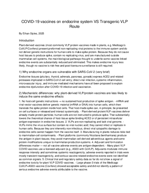 (PDF) COVID-19 vaccines on endocrine system VS Transgenic VLP Route.