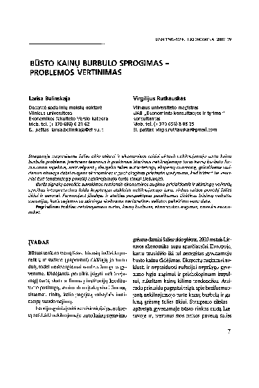 (PDF) Būsto kainų burbulo sprogimas - problemos vertinimas