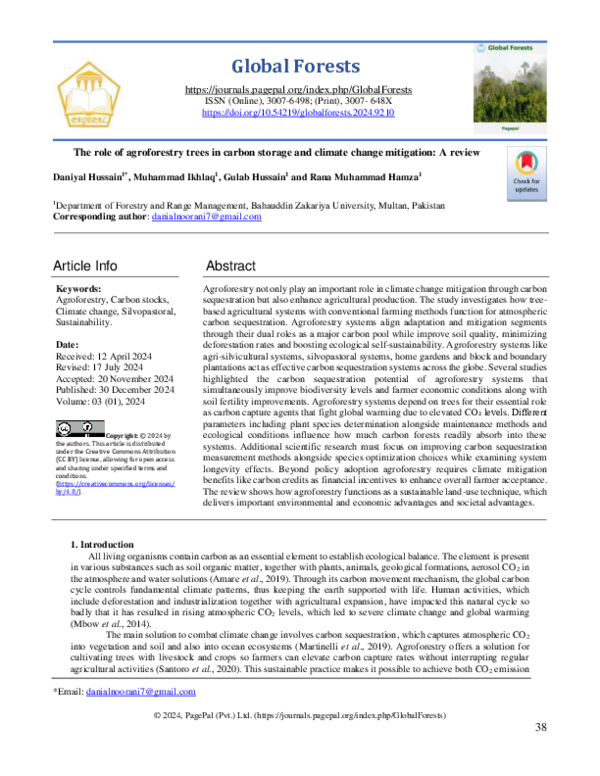 (PDF) The role of agroforestry trees in carbon storage and climate ...