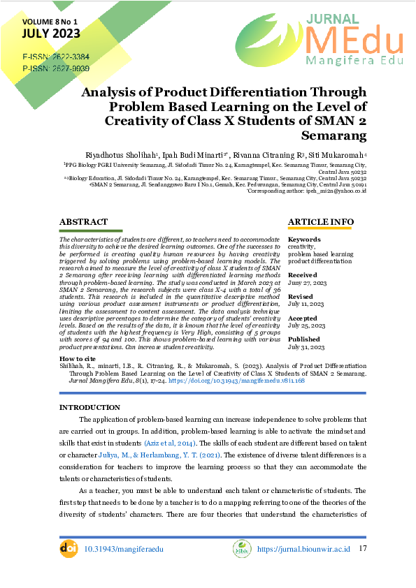 (PDF) Analysis of Product Differentiation Through Problem Based ...