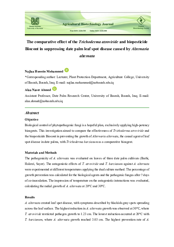 (PDF) The comparative effect of the Trichoderma atroviride and ...