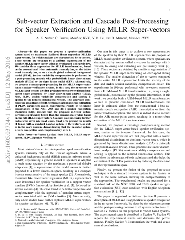(PDF) Sub-vector Extraction and Cascade Post-Processing for Speaker ...