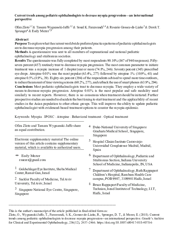 (PDF) Current trends among pediatric ophthalmologists to decrease ...