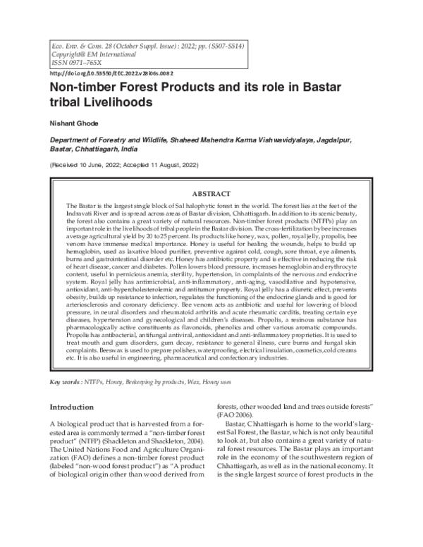 (PDF) Non-timber Forest Products and its role in Bastar tribal Livelihoods