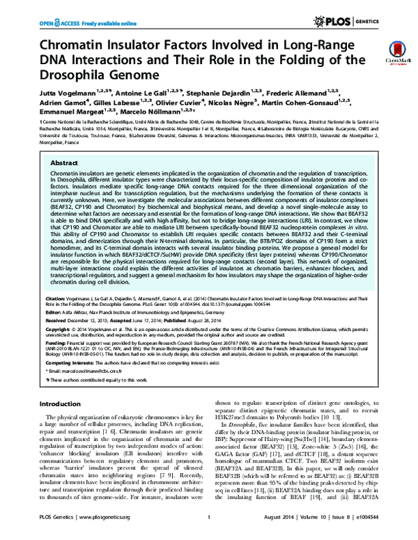 (PDF) Chromatin Insulator Factors Involved in Long-Range DNA ...