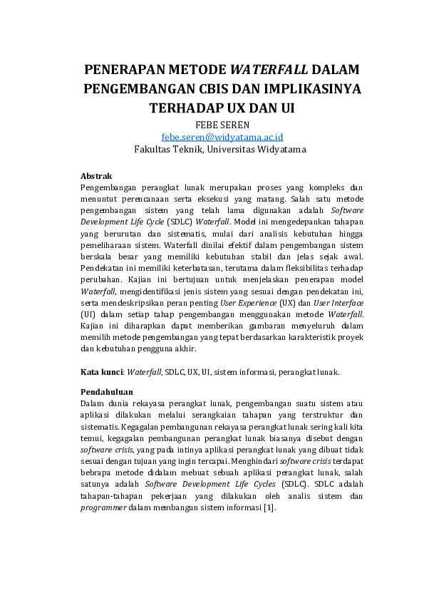 (PDF) PENERAPAN METODE WATERFALL DALAM PENGEMBANGAN CBIS DAN ...