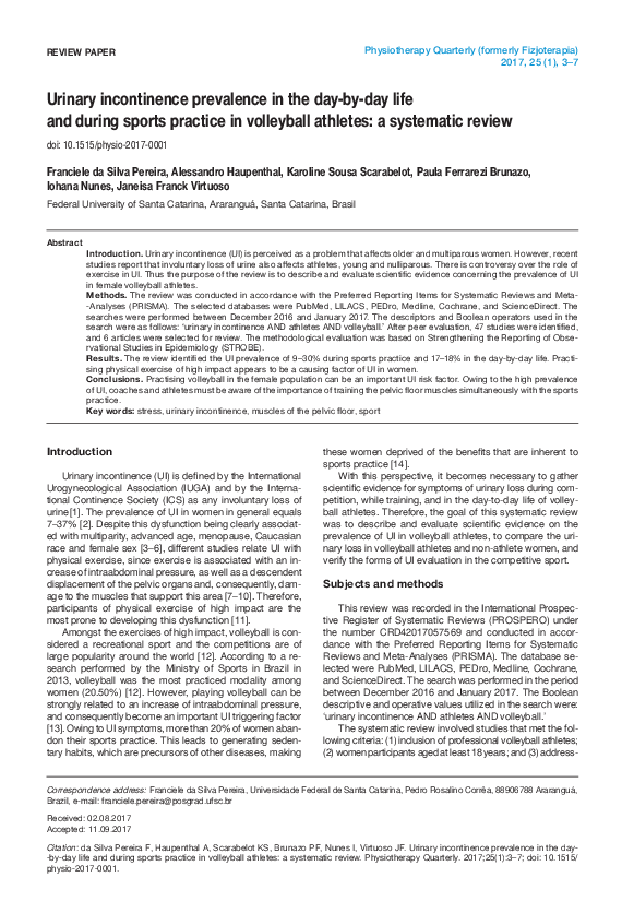 (PDF) Urinary incontinence prevalence in the day-by-day life and during ...