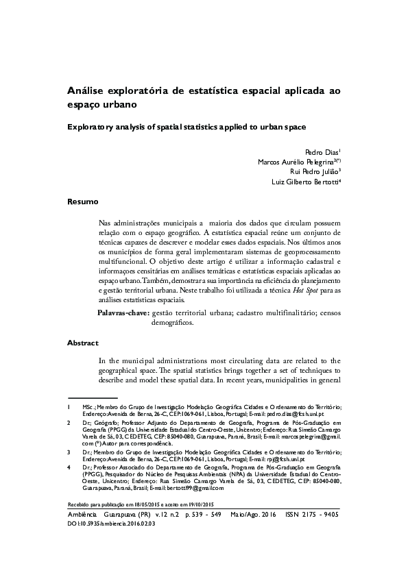(PDF) Análise exploratória de estatística espacial aplicada ao espaço ...