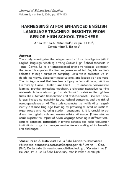 (PDF) HARNESSING AI FOR ENHANCED ENGLISH LANGUAGE TEACHING: INSIGHTS ...