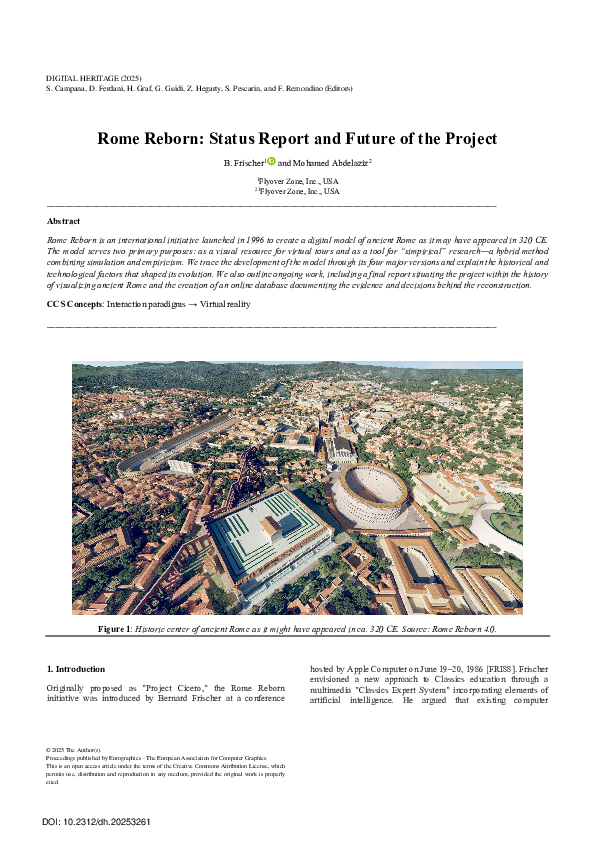 (PDF) Rome Reborn: Status Report and Future of the Project