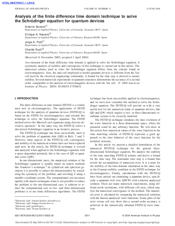 (PDF) Analysis of the finite difference time domain technique to solve ...