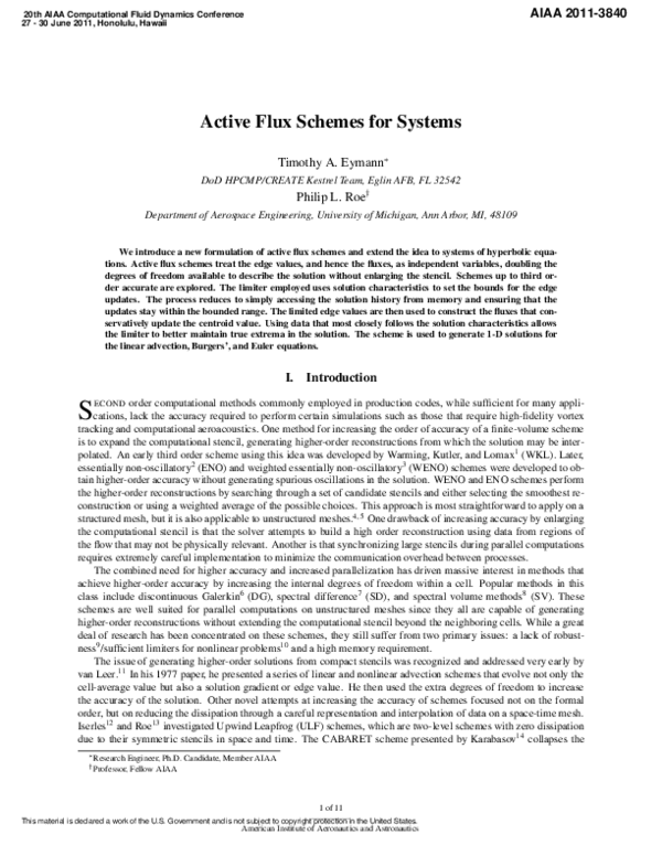 (PDF) Active Flux Schemes for Systems
