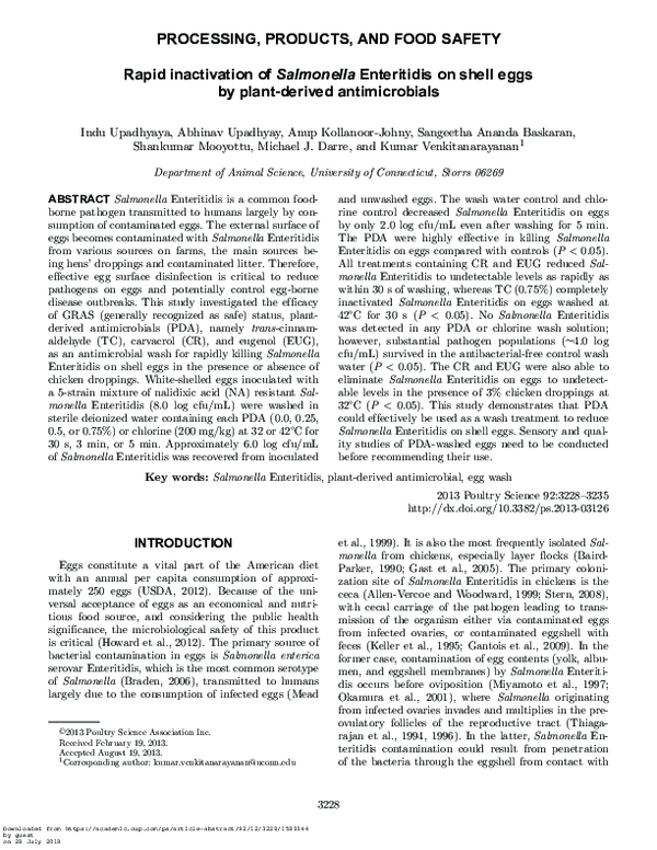 (PDF) Rapid inactivation of Salmonella Enteritidis on shell eggs by ...