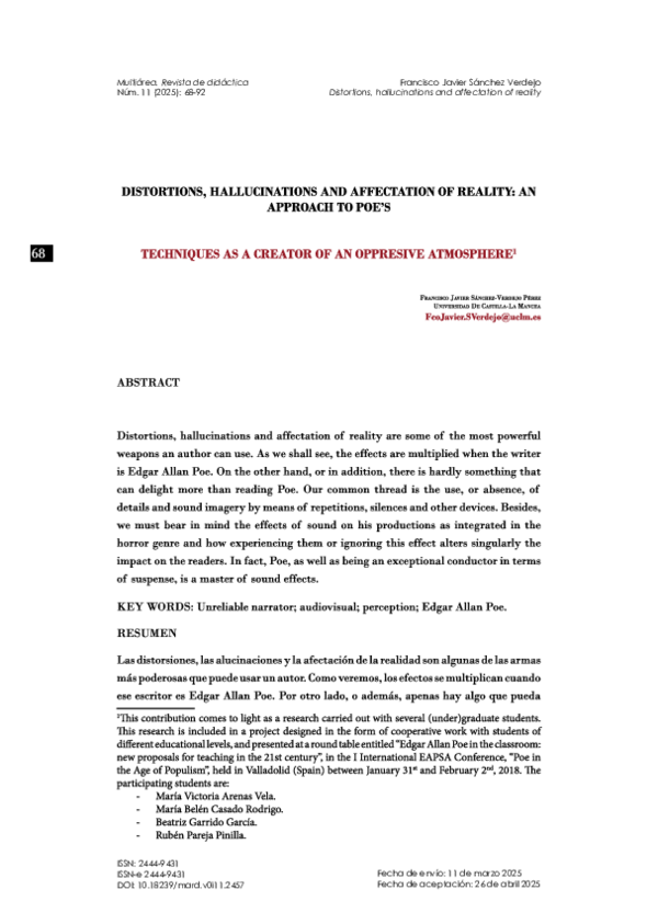 (PDF) Distortions, Hallucinations and Affectation of Reality: An ...