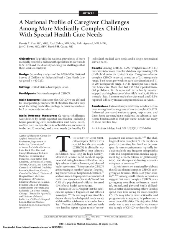 (PDF) A National Profile of Caregiver Challenges Among More Medically ...