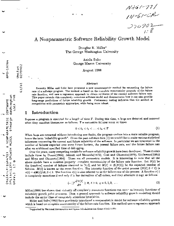(PDF) A nonparametric software-reliability growth model